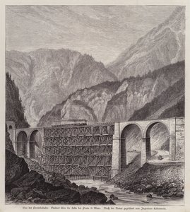 意大利弗留利 Ponte di Muro 的费拉河上的铁路高架桥（雕刻） 作者 德国学校