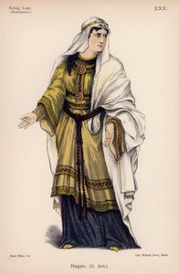 李根，来自莎士比亚的《李尔王》（彩色平版印刷）。 作者 德国学校