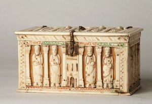 Reliquary 棺材，德国科隆，约 1150 年（木材和象牙） 作者 德国学校