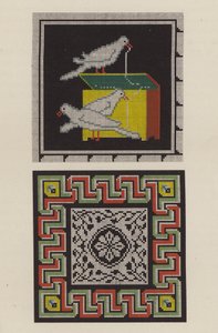 庞贝城的地板马赛克作为刺绣作品的复制品（chromolitho）。 作者 德国学校