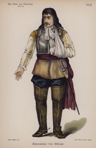 海因里希-冯-克莱斯特的《霍姆堡的王子》中的Rittmeister von Moerner（彩色平版）。 作者 德国学校