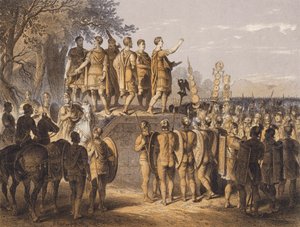 罗马领袖向他的军队致辞（彩色石版印刷） 作者 德国学校