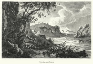 Romulus and Remus, legendary founders of ancient Rome, being suckled by the she-wolf in the wilderness (engraving) 作者 德国学校