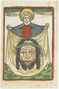 圣维罗尼卡与Sudarium，c.1475（手工彩色木刻） 作者 德国学校