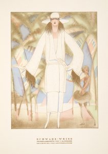 Schwarz-Weiss，V. Manheimer 设计的服装，选自《Styl》，1922 年出版（pochoir 印刷品） 作者 德国学校
