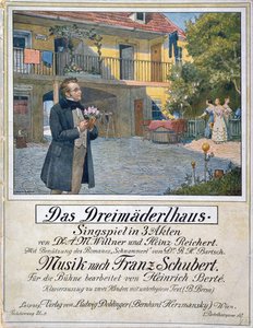 Das Dreimaederlhaus（三个女孩的房子）的封面封面描绘了1916年房子前面的舒伯特 作者 德国学校