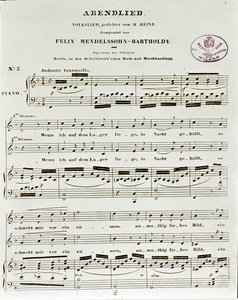 Felix Mendelssohn的晚间歌曲评分页面 作者 德国学校