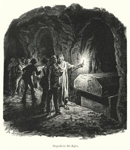 Saqqara 的 Serapeum，古埃及崇拜的神圣的 Apis 公牛墓（石版画） 作者 德国学校