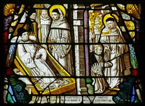 St Bernard cures a sick man who then wishes to join the order - but is sent away, c.1500 (stained glass) 作者 德国学校