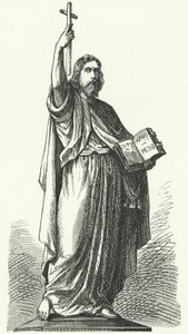 Statue of St Boniface (c675-754), Anglo-Saxon missionary to the Germanic parts of the Frankish Empire, in Fulda (engraving) 作者 德国学校