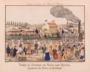 柏林和波茨坦之间的蒸汽铁路，Neuruppiner Bilderbogen，c.1840 作者 德国学校
