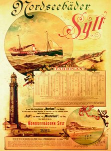 Sylt North Sea Baths，海报宣传Sylt轮船公司，1893年