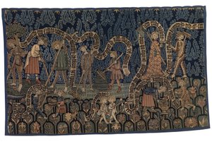 描绘七月的挂毯，约 1400-25 年（羊毛和亚麻） 作者 德国学校