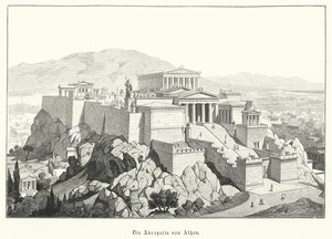 雅典卫城，古希腊（雕刻）（The Acropolis of Athens, Ancient Greece）。 作者 德国学校