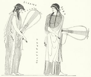 古希腊诗人阿尔凯乌斯和他的情人萨福（版画） 作者 德国学校