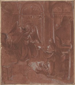 圣母领报》，约 1520 年（钢笔和墨水） 作者 德国学校