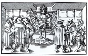 男爵法院在明斯特宇宙世界（Universm of Universns of Munster）木刻后，于1552年出版 作者 德国学校