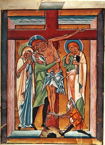 十字架的下降，c.1230（牛皮纸上的蛋彩画和金叶） 作者 德国学校