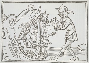 来自地狱之门的魔鬼Belial，来自Das Buch Belial，于1473年在奥格斯堡出版 作者 德国学校