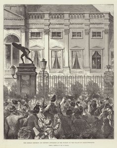 出现在夏洛滕堡宫窗前的德国皇帝和皇后（版画） 作者 德国学校