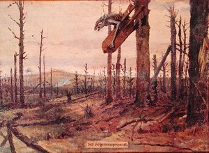 阿尔贡森林的幽灵，约1914-18年（布面油画）。 作者 德国学校