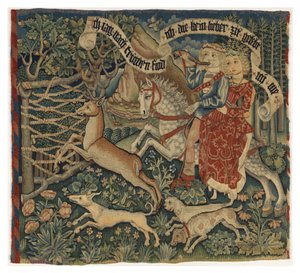 《追求忠诚》，c.1475-1500（挂毯） 作者 德国学校