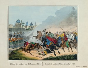 1857年印度叛乱期间北方邦的勒克瑙围城，图片大片由PC Geissler出版，纽伦堡，1857年 作者 德国学校