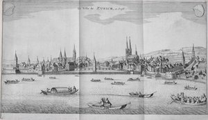 瑞士苏黎世市，由Itinera Alpina的第二卷由Johann Jacob Scheuchzeri出版，出版于1706年 作者 德国学校