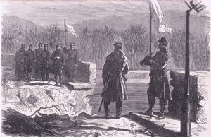 The peace negotiations-a meeting at the Bridge of Sevres, Cassells History of the War between France and Germany published by Cassell and Company Limited, c.1890 (litho) 作者 德国学校