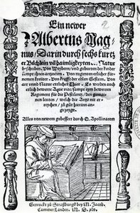新Albertus Magnus的标题页：六本简短的书籍，描述了许多自然的秘密，出版于1514年（木版画和凸版印刷版） 作者 德国学校