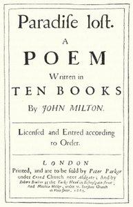 英国诗人约翰·米尔顿 (John Milton) 于 1667 年出版的《失乐园》原版标题页（版画） 作者 德国学校