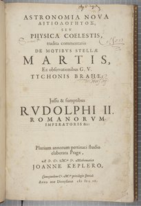约翰内斯·开普勒 (Johannes Kepler) 的“天文学新星正当化”的标题（雕刻） 作者 德国学校