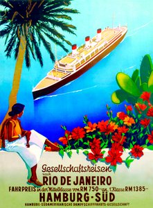 前往里约热内卢"，汉堡南线广告海报 作者 德国学校