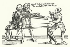 Treating a soldier with a wounded arm (engraving) 作者 德国学校