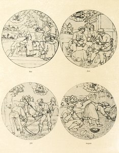 十二个日历图像呈圆形 作者 德国学校