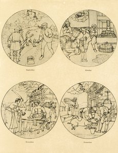 十二个日历图像呈圆形 作者 德国学校