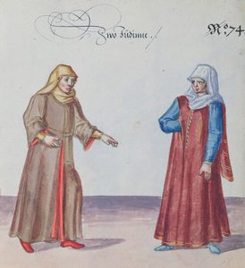 两名犹太妇女，c.1600（纸上写着） 作者 德国学校