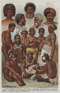 澳大利亚种族的类型（彩色石版画） 作者 德国学校