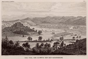 Valley of Olympia, Greece, before archaeological excavations (engraving) 作者 德国学校