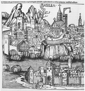 巴塞尔视图，从纽伦堡编年史的插图由Hartmann Schedel（1440-1514）1493 作者 德国学校