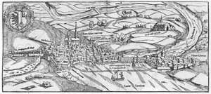 日内瓦的视图，来自Cosmographie Universelle的Sebastien Munster（1488-1552）巴塞尔，1559年出版 作者 德国学校