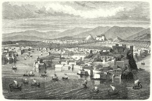 从比雷埃夫斯 (Piraeus) 远眺古雅典 (雕刻) 作者 德国学校