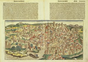 从纽伦堡纪事报（Hartmann Schedel）（1440-1514）1493看到的佛罗伦萨城墙 作者 德国学校