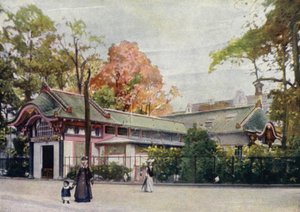 涉水鸟舍，德国柏林动物园（彩色石版画） 作者 德国学校