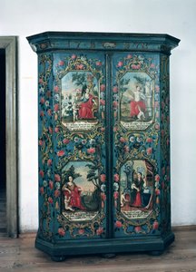 衣柜装饰有四季的场景，1778年（漆木）