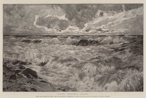 海浪，孤独的海滩（石版画） 作者 德国学校