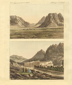 通往西奈山的道路（彩色雕刻）。 作者 德国学校