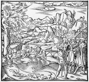 William Tell，来自Cosmographie Universelle的插图，由Sebastien Munster（1488-1552）巴塞尔出版，1559年出版 作者 德国学校