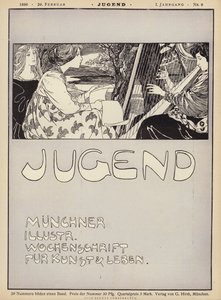 Woman playing a harp (litho) 作者 德国学校