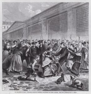 Les Halles 市场的妇女将神职人员从囚禁中解放出来，巴黎公社 作者 德国学校